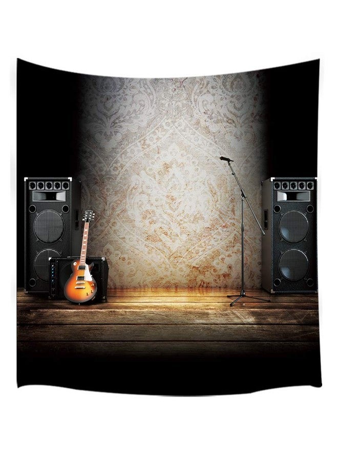 NYMB Music Tapestry Wall Hanging, Vintage Guitar on Wood Stage Wall Tapestry Art for Home Decorations Dorm Decor Living Room Bedroom Bedspread, (80X60in) - Image 3